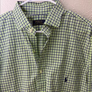 Polo by Ralph Lauren Green and Blue Casual Button Down Shirt